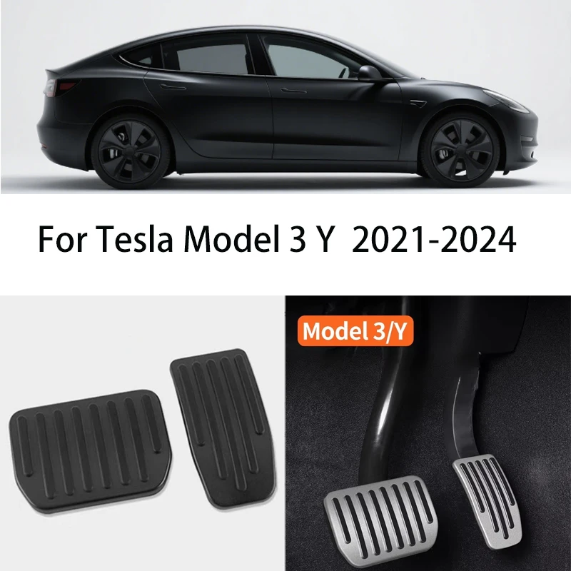 

Futhope Car Foot Pedal Pads Covers For Tesla Model 3 Y Highland 2021-2024 Litchi grain anti Slip Accelerator Brake Rest Pedal