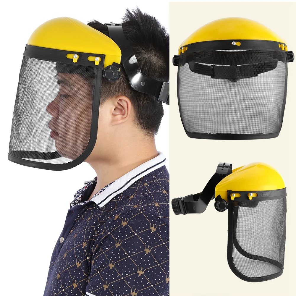 Mesh Safety Helmet Hat with Full Face Mesh Visor for Logging Brushcutter Forestry Protection