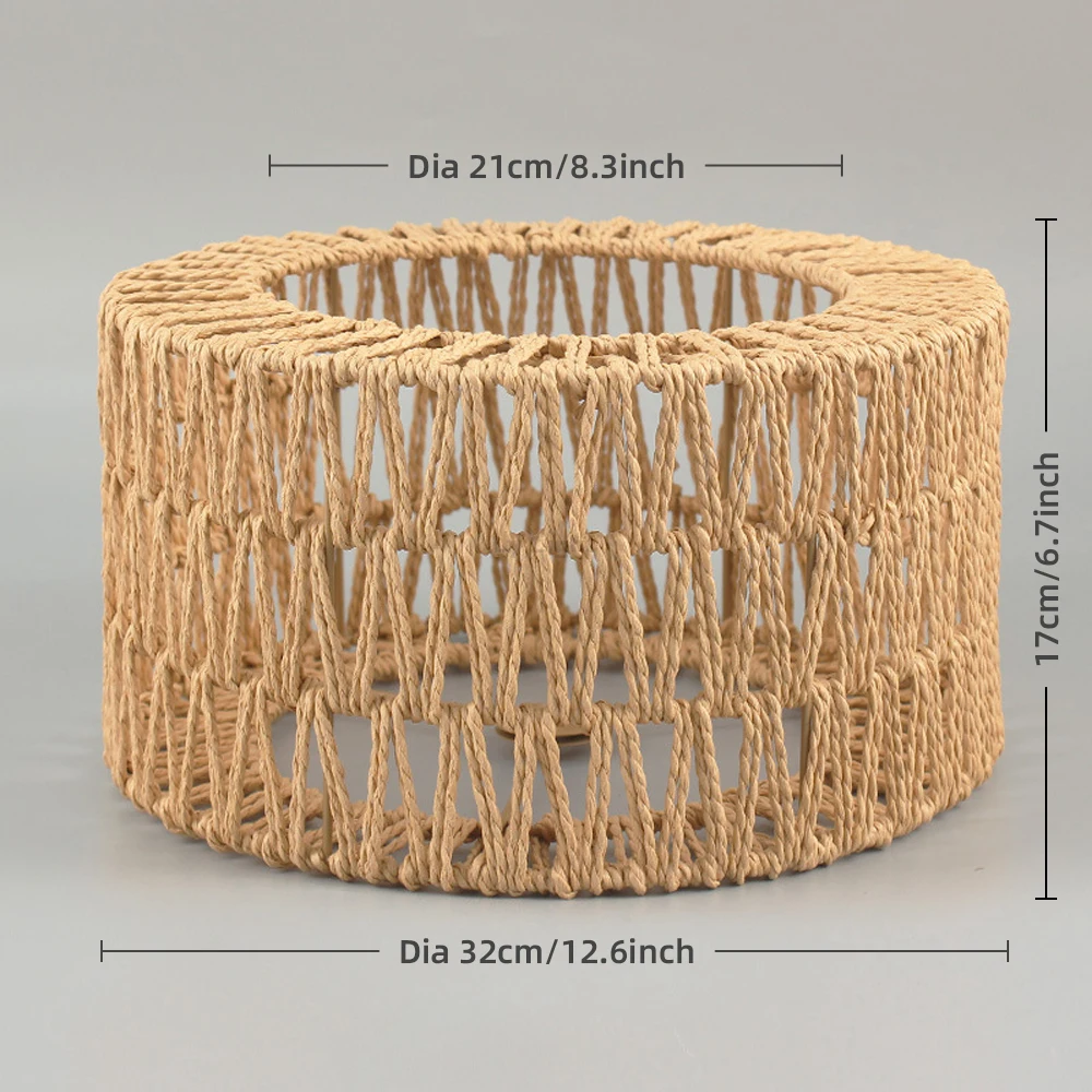 Imagem -03 - Rattan Wicker Woven Pendant Lampshade Chandelier Light Cover Lâmpada de Parede Cage Guard Rústico Pendurado Luz Fixtu E27