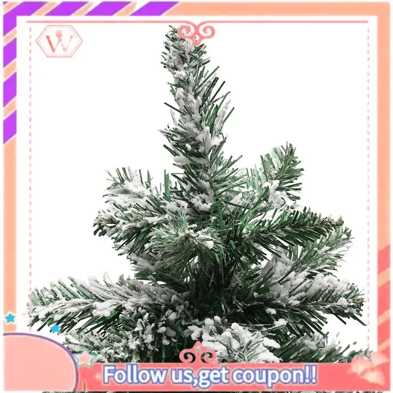 Upgraded Desktop Christmas Tree Snow Flocking Artificial Christmas Tree Mini Christmas Tree With Lamp & Wooden Base