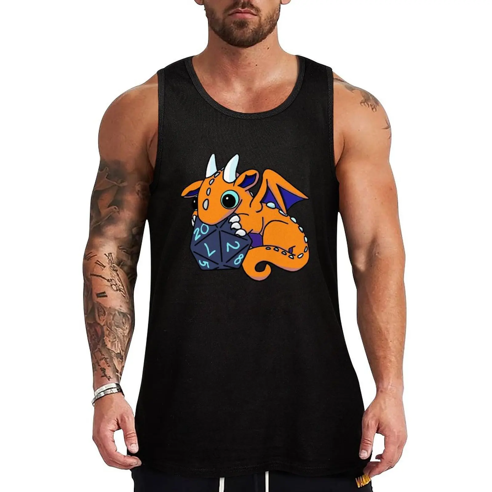 Orange Dice Goblin Dragon Baby Tank Top Solid Color Basic Tank Top Regular Fit Casual Wear
