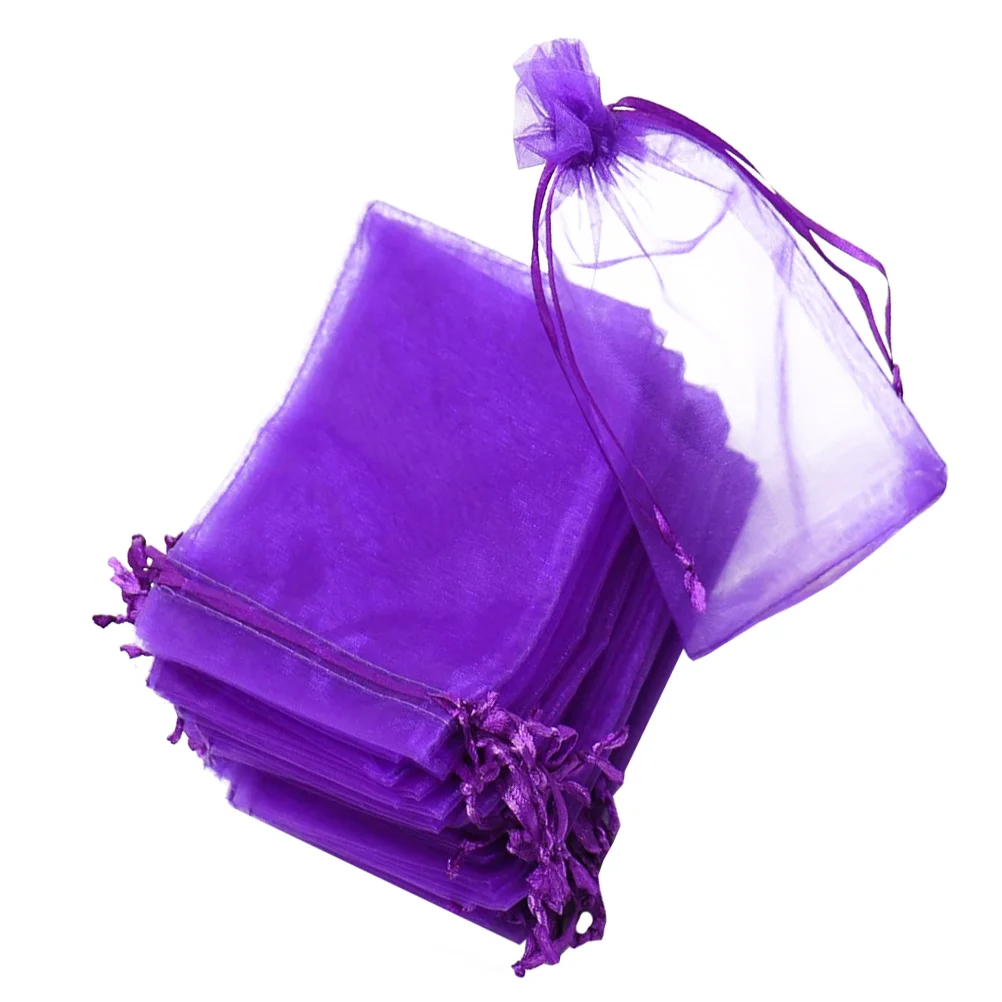 

100 Pcs Gift Bag Lightweight Compact Drawstring Pocket Candy Pouch Gauze Bag Portable Storage Favor Wrapping Fabric