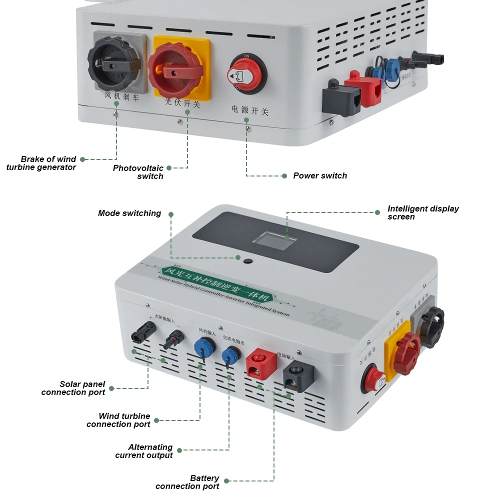 3000W Solar y viento fuera de la red controlador inversor máquina integrada MPPT onda sinusoidal pura viento Solar complementario