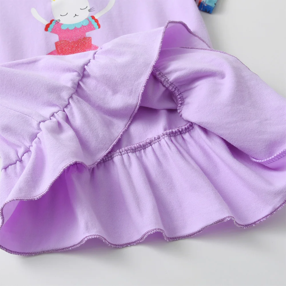 VIKITA Mädchen 2-teiliges Set Kinder Lila Kaninchen Kurzarm Baumwolle Casual T-Shirt Tops T-Shirts und Blumenhosen 2-teiliges Kleidungsset – Detail 10