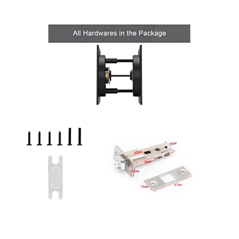 Embedded  Translation Wooden Door Lock Matte Black Contemporary Privacy Square Pocket Door Hardware