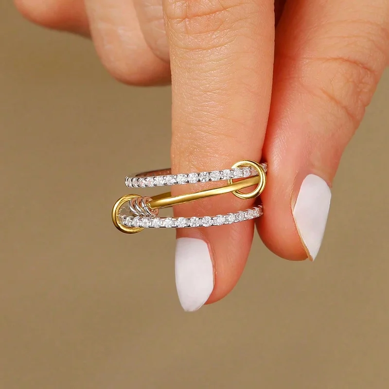 Women's Multi-Layer Round Zircon S925 Sterling Silver Ring