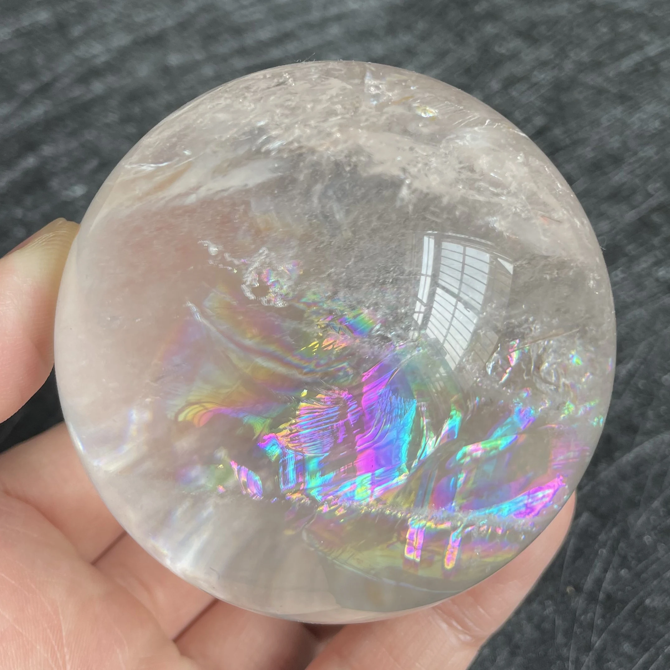 

Natural Stone Clear Quartz White Crystal Ball Rainbow Quartz Sphere Polished Rock Reiki Healing