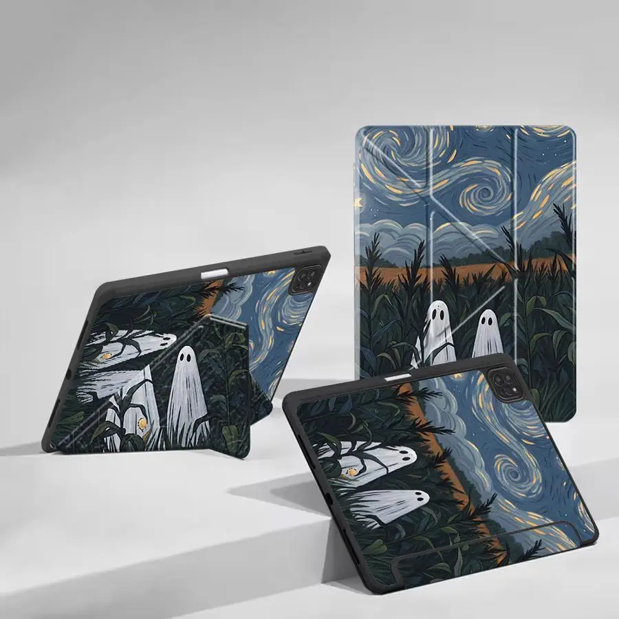 Ghost Oil Painting Art Pattern In The Grass Tablet Case For iPad Air 4 5 M3 M2 1 2 M4 11inch Pro 11th 10th 9th 8th 7th 12.9inch