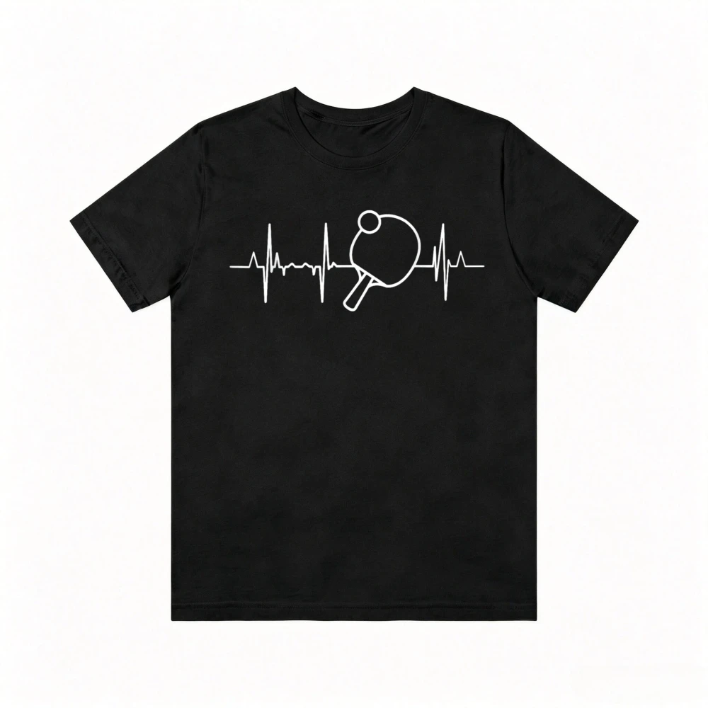 Vintage Style Table Tennis Heartbeat Ping Pong Graphic Printed Man Women T-Shirt Casual Fashion Harajuku Short Sleeve Sports Tee
