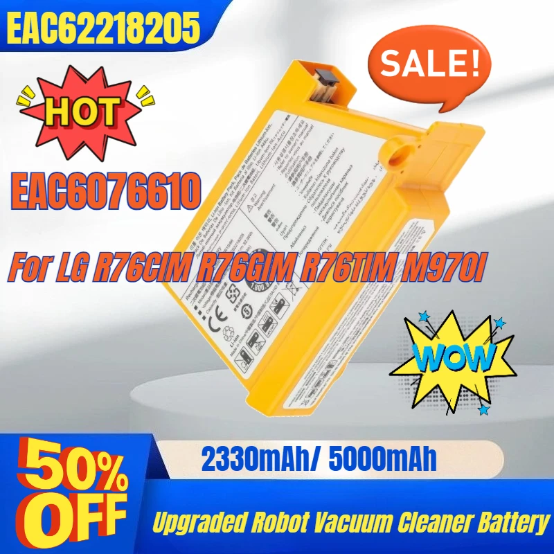 

Новая улучшенная аккумуляторная батарея 5000 мАч для робота-пылесоса LG EAC62218205 EAC6076610 R76CIM R76GIM R76TIM M970l, 14.4В