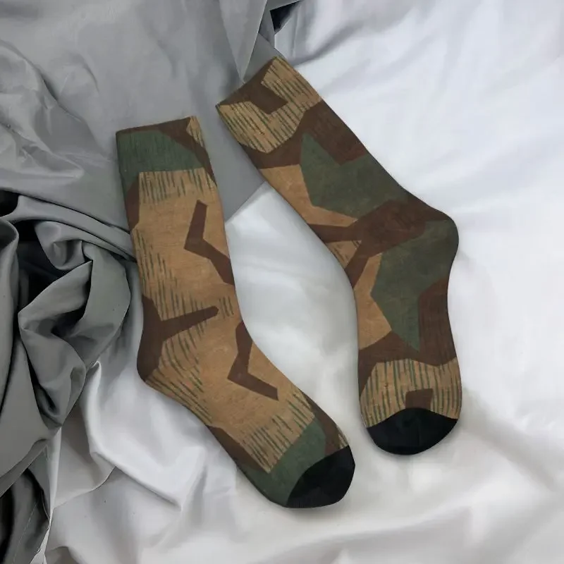 Y2K Splintertarn German WW2 Camouflage Men Women Crew Military Army Tactical Camo Spring Summer Autumn Winter Dress Socks