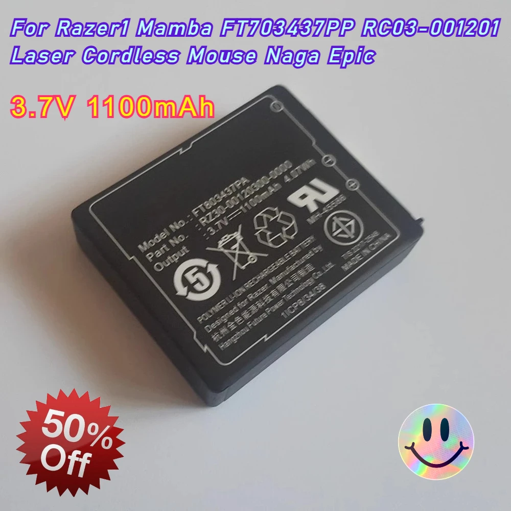FT803437PA LP083442A Replacement Battery 3.7V 1100mAh for Razer1 Mamba FT703437PP RC03-001201 Laser Cordless Mouse Naga Epic