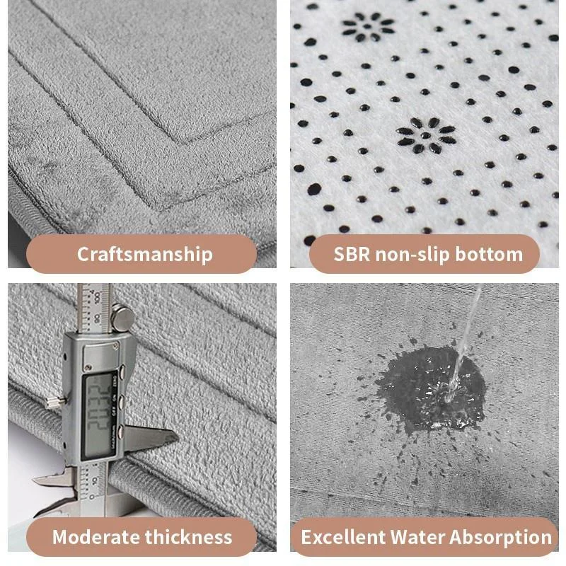 Bath Mat Bathroom Rug Memory Foam Pad Bathtub Floor Mats Non Slip Carpet Shower Room Doormat Soft Comfortable Absorbent Mat