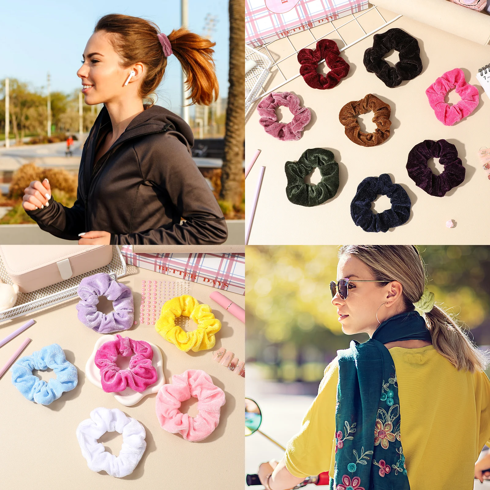 

20 Pcs Hair Ties For Women Scrunchies Colorful Scarf Elastic Band Velvet Thick Baby