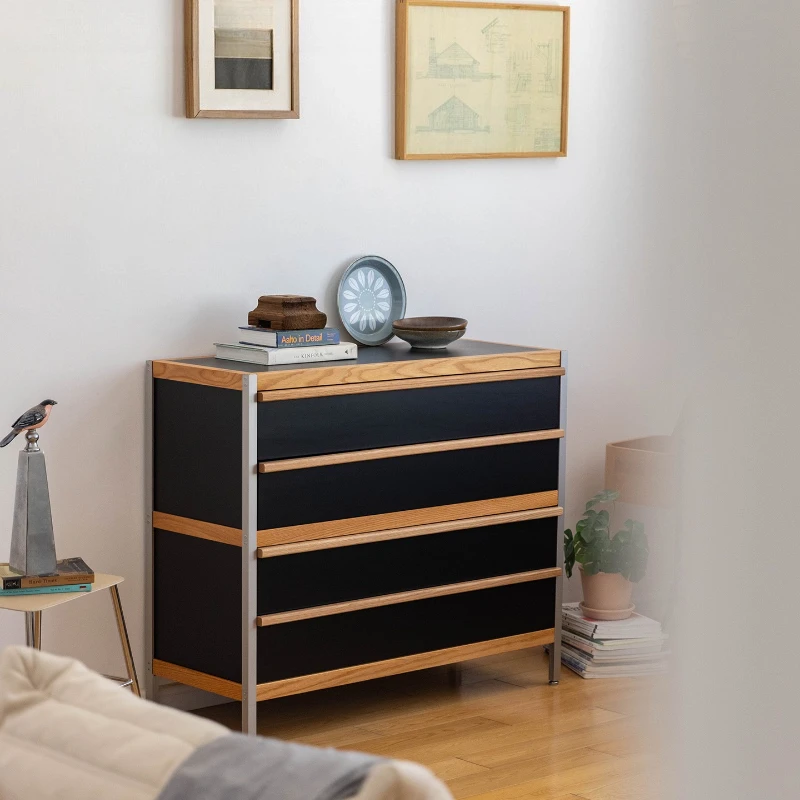 

Nordic solid wood multi-layer drawer cabinet module storage side cabinet