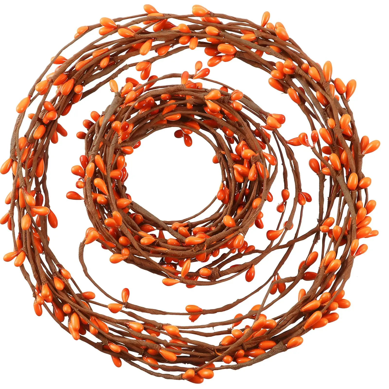 Orange Artificial Berry Picks Stems 2 Rolls 40 Feet DIY For Garland Floral Crafts Thanksgiving Fall Christmas Country Decoration