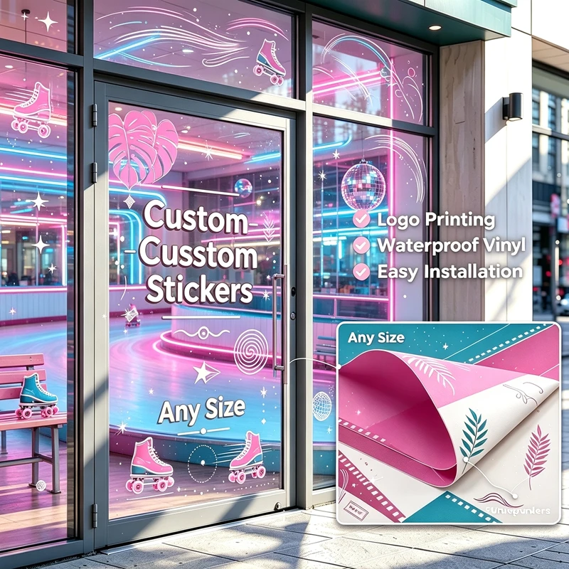 Custom‑Printed Any‑Size 100cm Variable  Commercial Signage Stickers Vinyl Decals for Enterprise Brand Exposure Offline Promotion