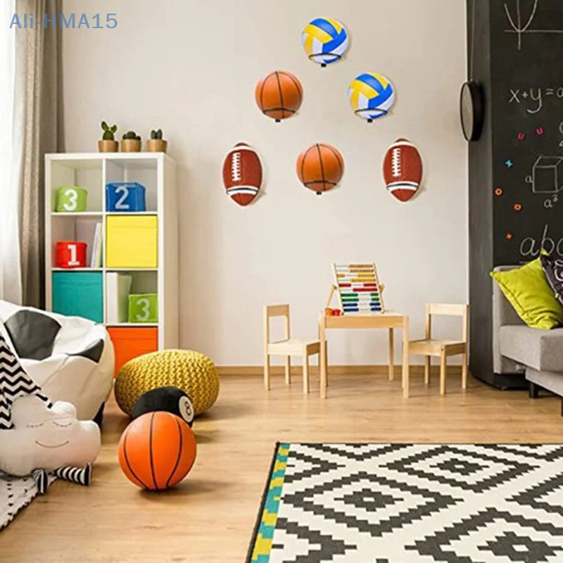 1Pc Aan De Muur Gemonteerde Multifunctionele Voetbal Display Plank Balhouder Basketbal Opbergrek Ijzeren Ruimtebesparende Woonkamer Decor