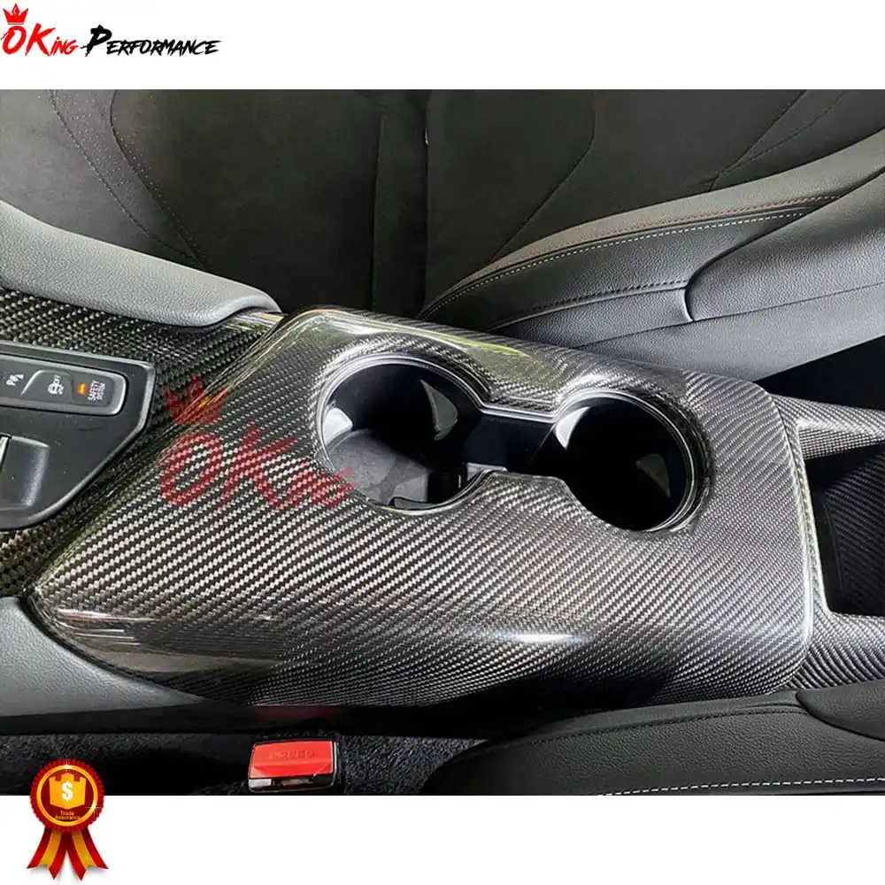 Dry Carbon Fiber Interiors Armrest Console Cup Holder Cover Kits For Toyotas Supra MK5