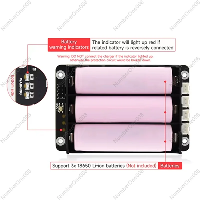 

Pi 5 UPS HAT Uninterruptible Power Supply, 18650 Battery Backup Module with I2C Monitoring, EU Plug Power Board