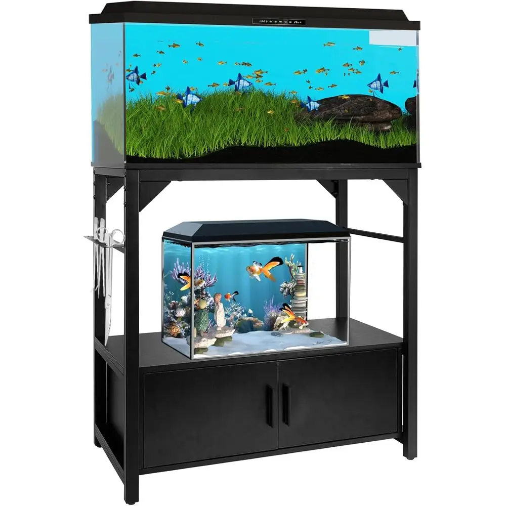 

Aquarium Stand 20-29 Gallon, 29 Gallon ish Tank Stand with Aquarium Tools Organizer, 3 Tier Breeder Tank Stand with Storage Cabi