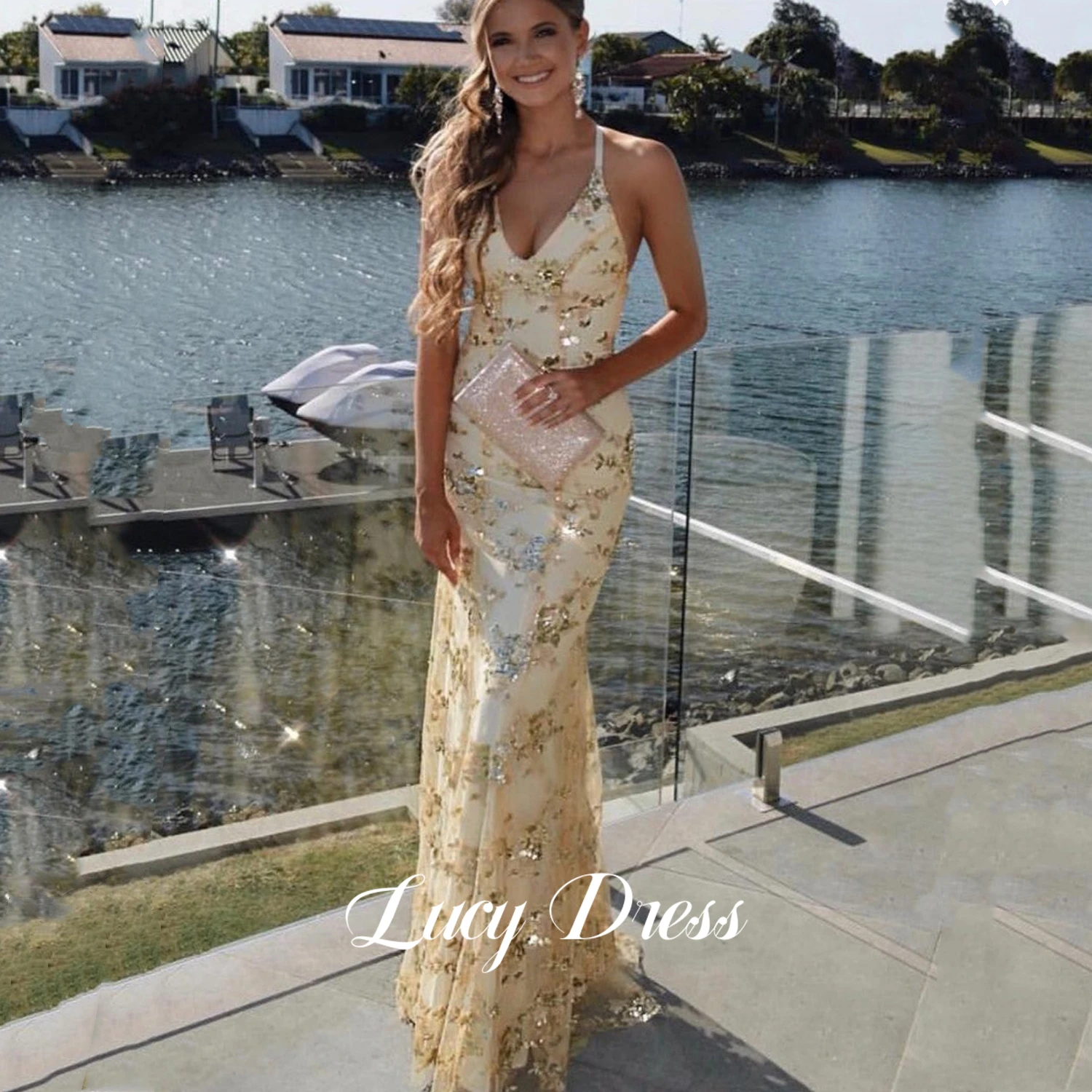 

Lucy Mermaid Long Wedding Party Dress Women Elegant Luxury Evening Dresses 2024 Sexy Backless Long Dresses for Special Events