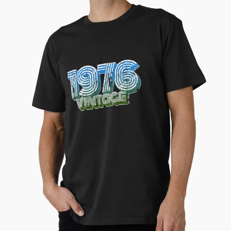 

70s Retro Born in 1976 vintage 50th birthday gift Gift T shirt Men's 100% cotton Short Sleeve Graphic clothes All size tee S-6XL
