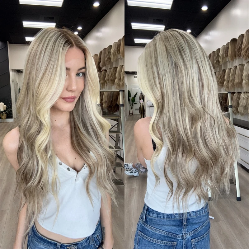 

Ombre Пепельно-русый синтетический HD парик спереди, реалистичный парик для волос для женщин, алопеция, свободная часть волос, парик, парик высокой плотности