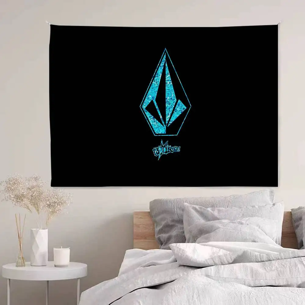 V-Volcoms LOGO Printed Large Wall Tapestry Art Science Fiction Room Home Decor Decor Blanket