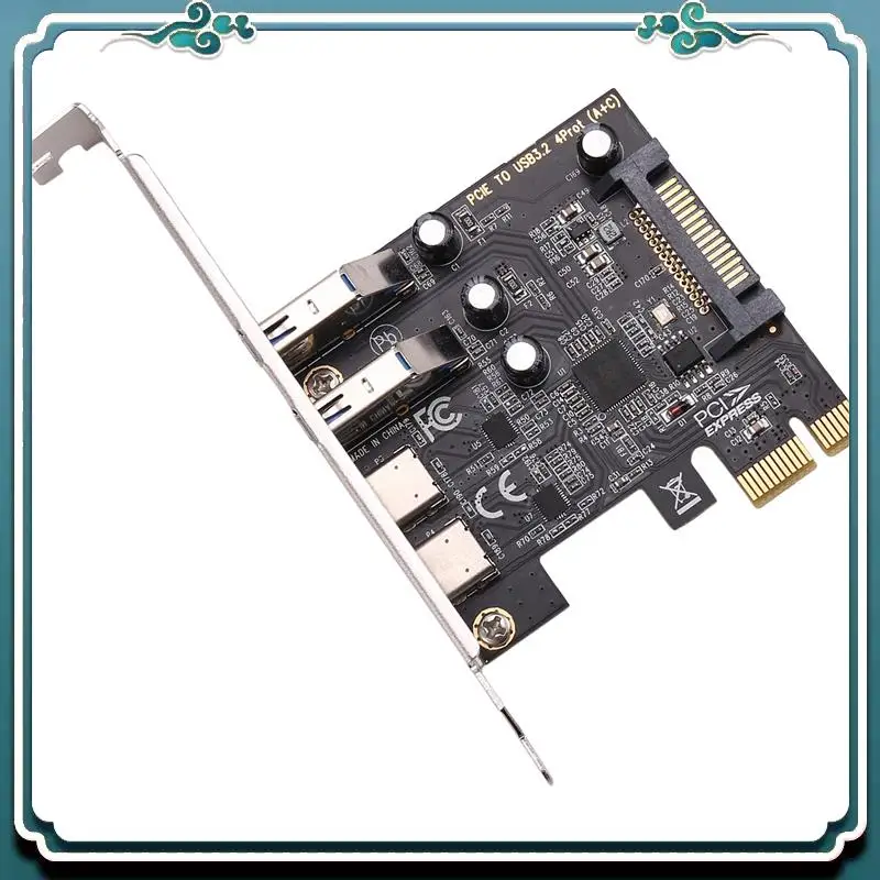 Easy To Use PCIE Card  4-Ports (Type-C+A) USB 3.2 Expansion Card 5Gbps High Speed Hub Driver-Free For Desktop Computer