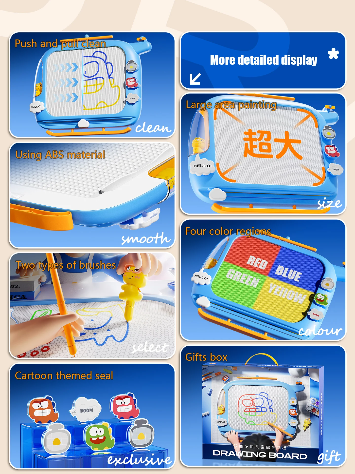 Planche à dessin magnétique pour enfants, jouet éducatif sensoriel avec effaçable, créativité artistique parfaite pour enfants, cadeaux Montessori de 3 ans