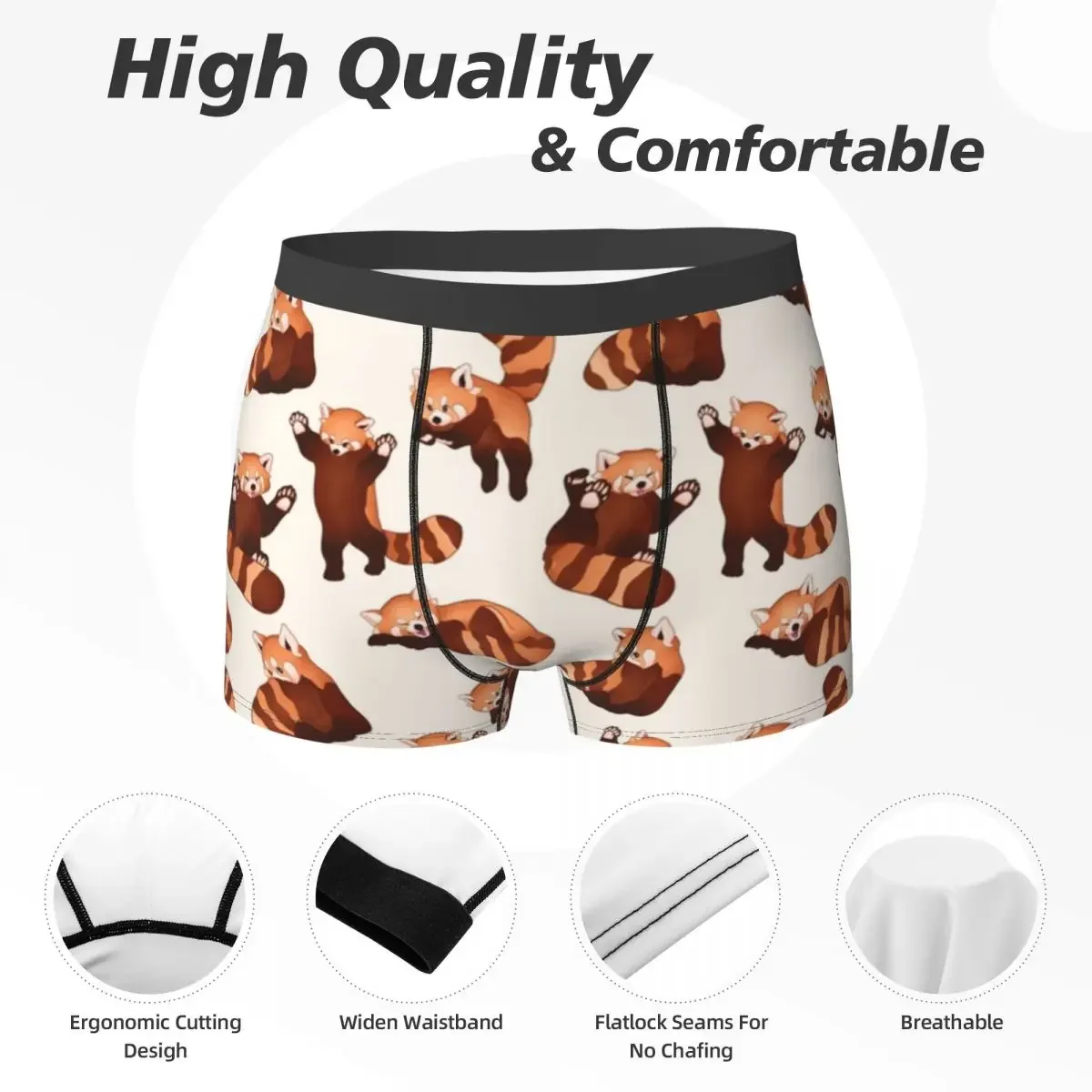 Boxer onderbroek shorts rode panda patroon slipje mannelijk zacht ondergoed voor homme man vriendje geschenken