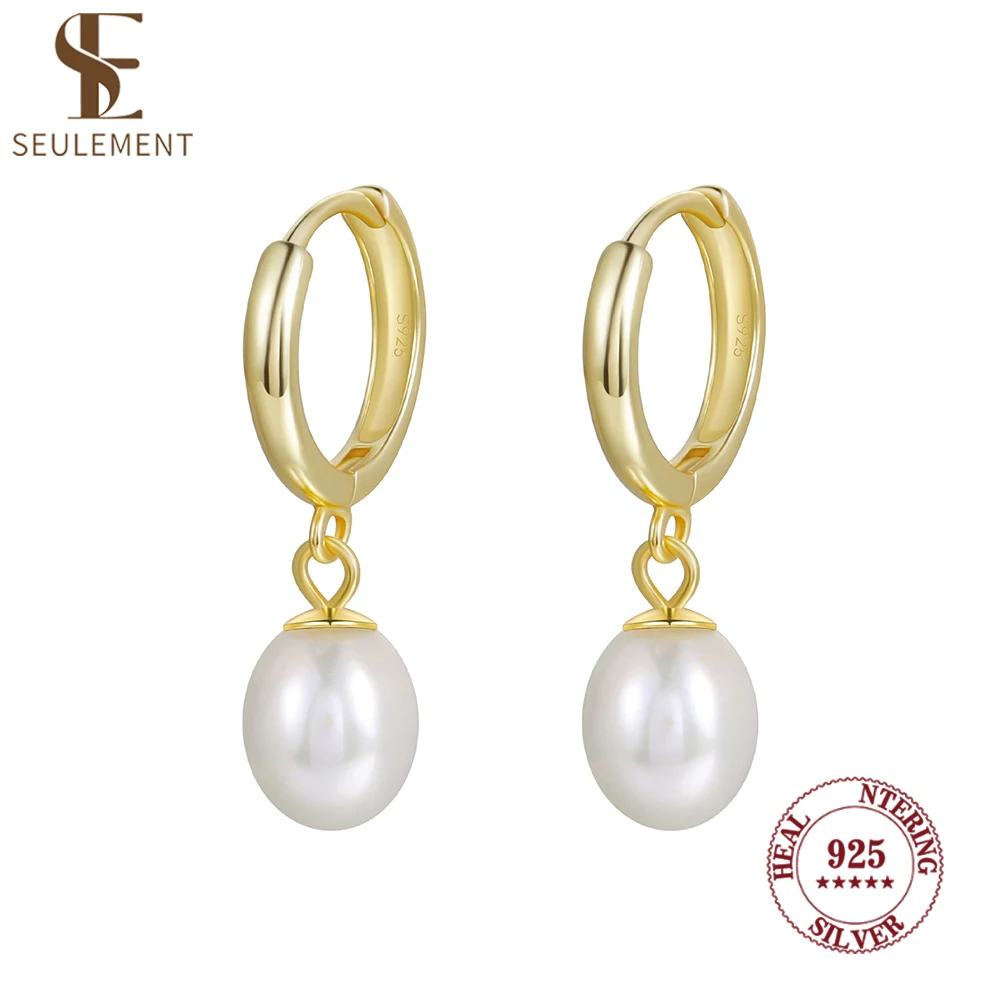 

Seulement Classics 925 Sterling Silver Freshwater Pearl Earing for Women Gold Earrings Jewelry Accessories Girl Party Gift
