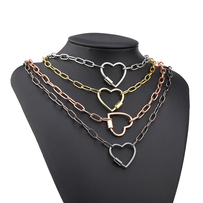 5pcs Simple Metal Heart Shaped Opening Keychain Handbag Strap Dog Chain Buckle Bag Lanyards Clip Hook DIY Accessories
