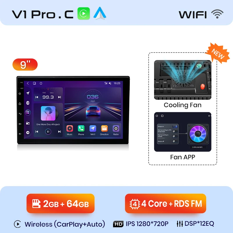 Junsun Universele 7 9 10 Inch Autoradio Draadloze Carplay Android Auto 4G Wifi Gps Multimedia Bluetoth Dsp Ips Touchscreen Stereo - afbeelding 1