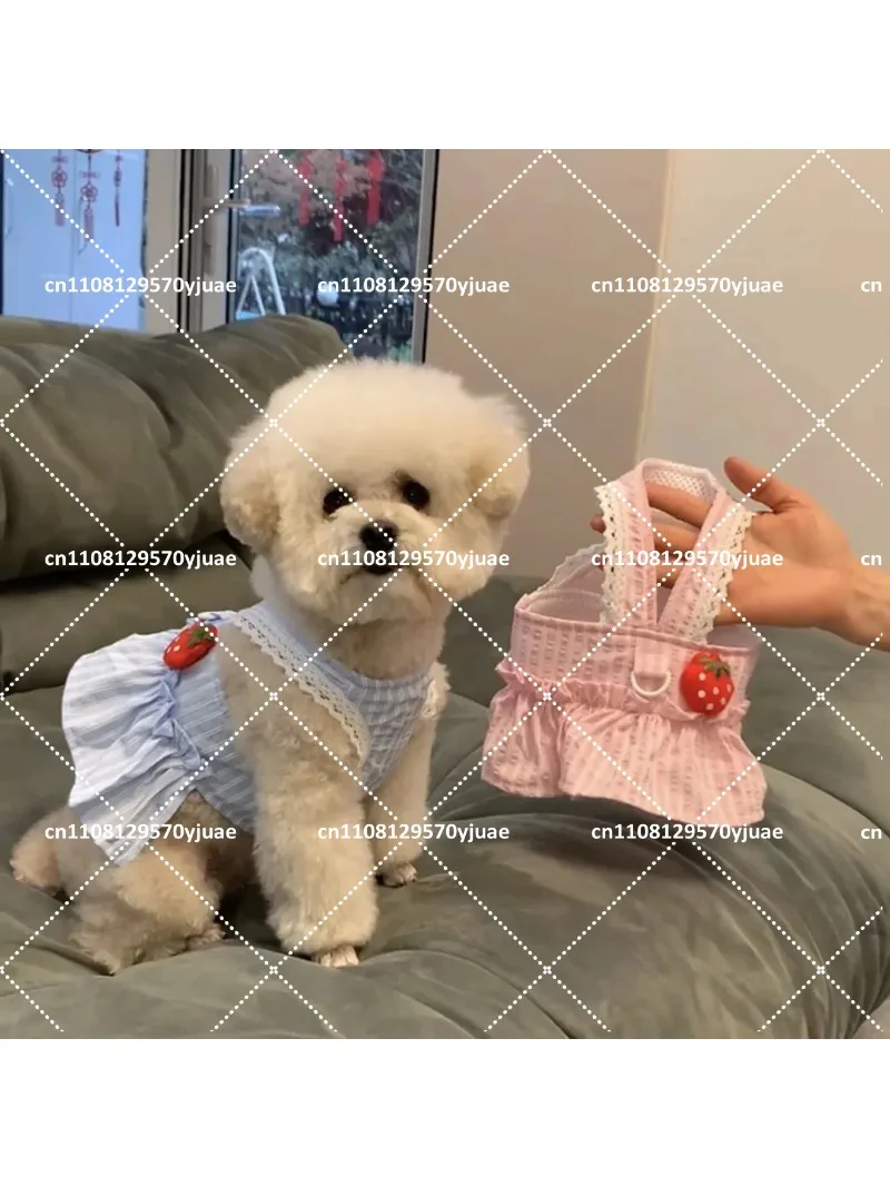 Cute Summer Dog Dress for Small Puppies, Leashable Princess Skirt, Lightweight Pet Apparel for Spring Walks