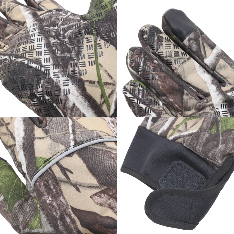 Guantes de caza para hombre, manoplas de dedo completo, antideslizantes, táctiles, de camuflaje, para deportes al aire libre, primavera y otoño