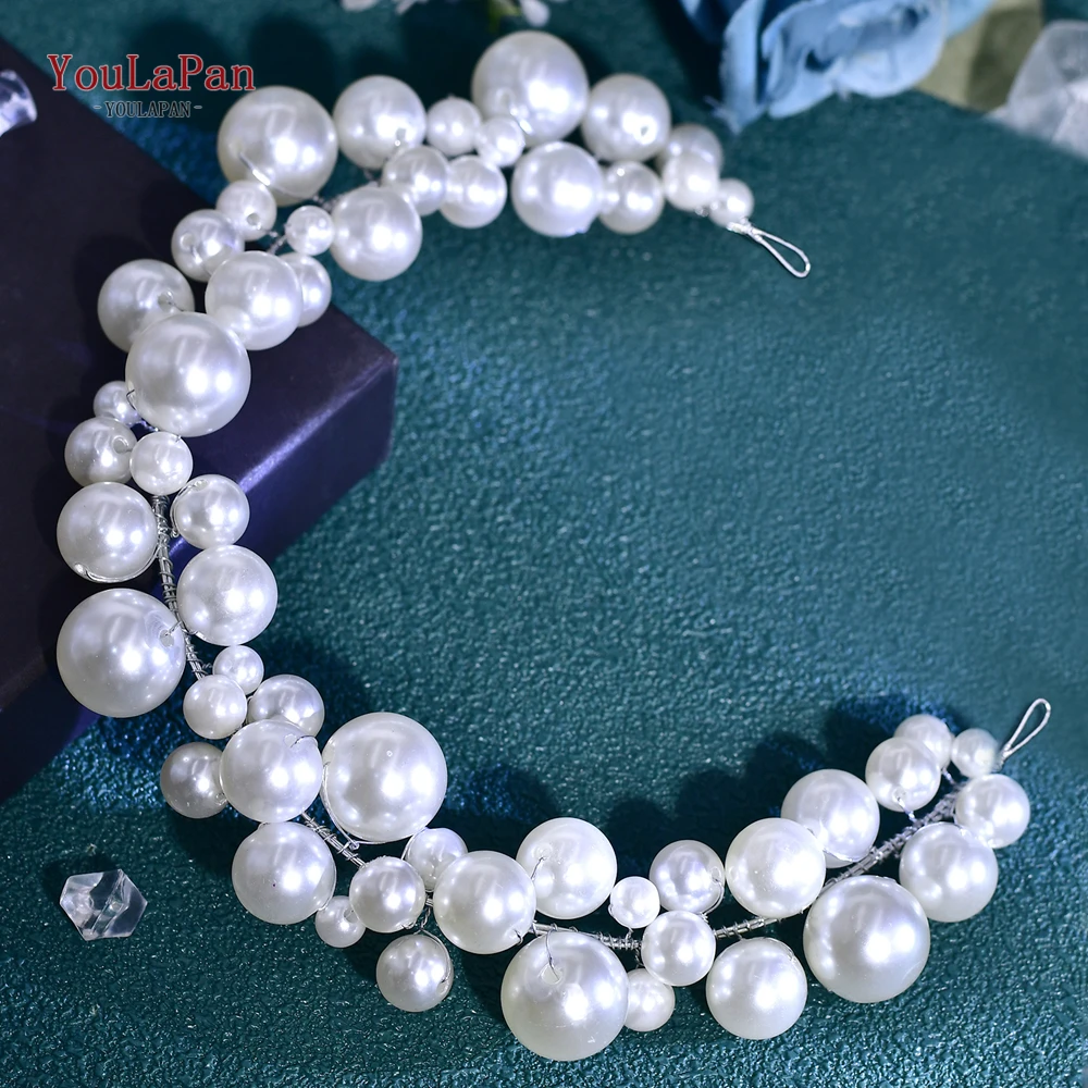 

TOPQUEEN Wedding Bride Pearl Headband Women Hair Band Fashion Hair Accessories Banquet Party Headpiece Handmade Headdress HP810
