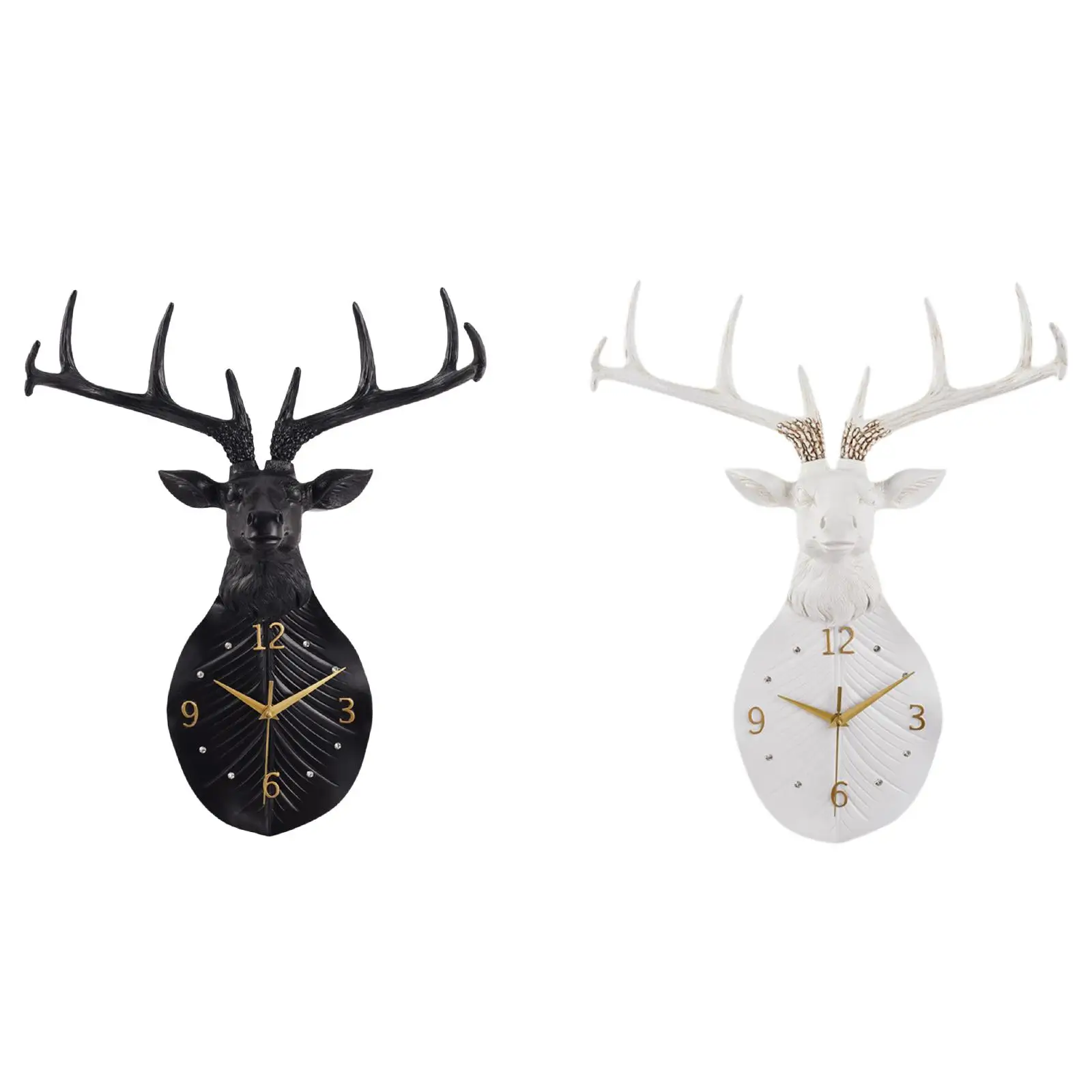 

Deer Head Wall Clock Non Ticking Hotel Quiet Movement Silent Hanging Clock