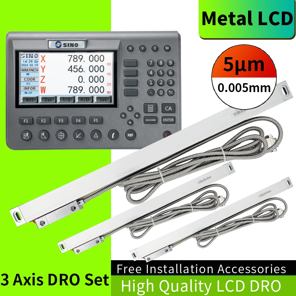 Metal Material 4 Axis LCD DRO Digital Readout And 3 Pieces Linear Scale Encoder Sensor For Milling Lathe Turning Machine