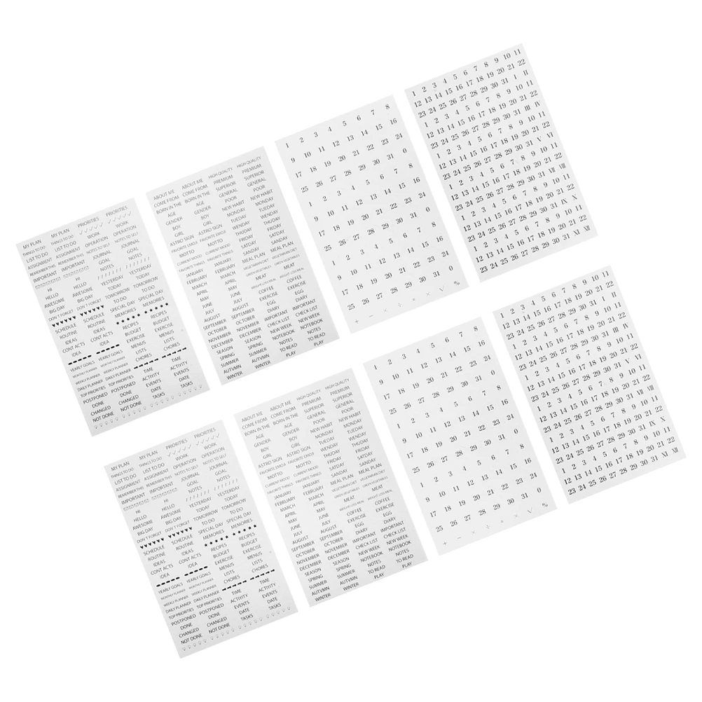 

8 Pcs Diary Planner Stickers PVC Date Mini Work Accessories Monthly Calendar Journal Chart Tab Scrapbooking Waterproof Oilproof