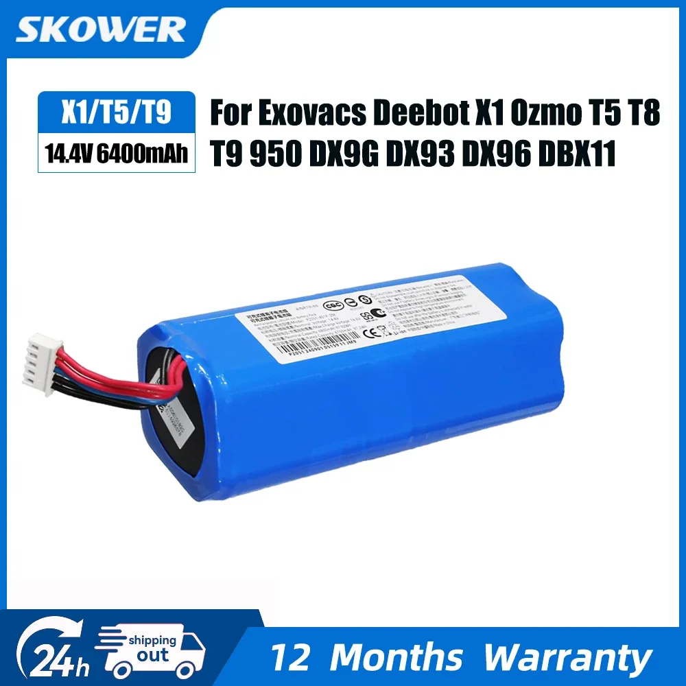 SKOWER Robot Battery for Ecovacs Deebot X1 T5 MAX T8 Aivi T9 Power T10 Ozmo 950 DX9G DX65 DX93 DX96 DBX11 Vacuum Cleaner