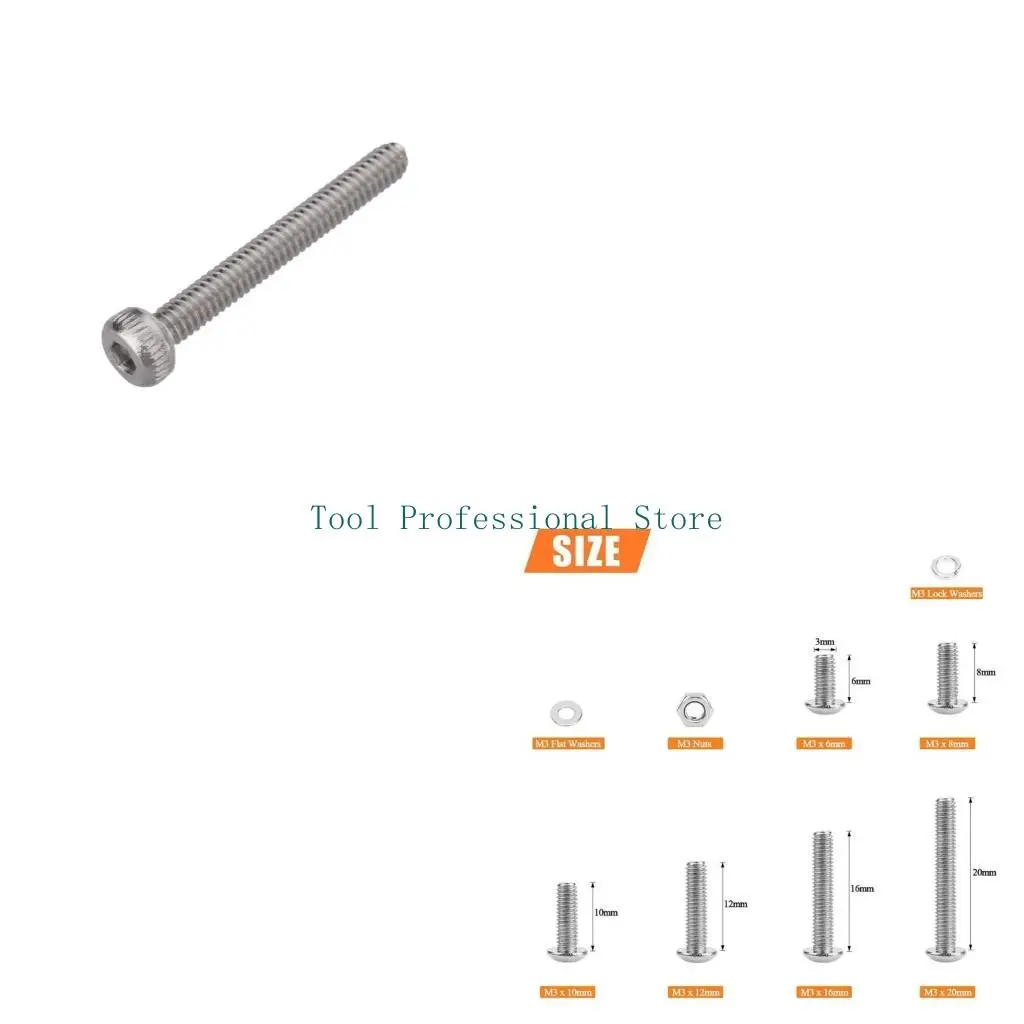 57QF Complete Set of Screws Nut & Washers 2mm Screws Nut set for Various Applications