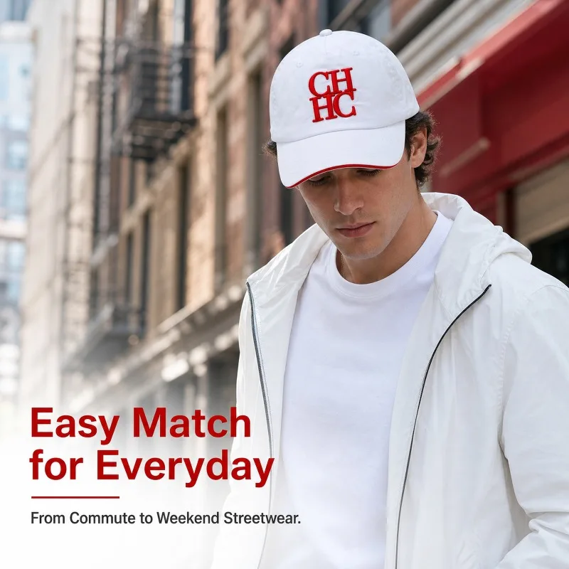 CHHC Minimalist Baseball Cap Unisex Casual Embroidery Letter Print Snapback Hat Streetwear Sun Protection Trendy