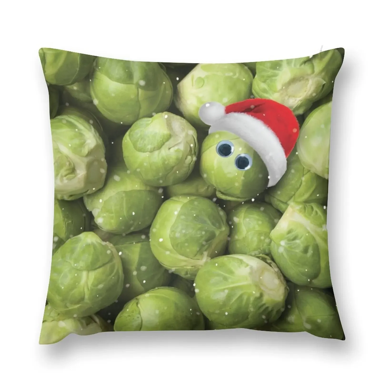 Christmas Sprout With Santa Hat Print Throw Pillow Cushions Marble Cushion Cover pillow