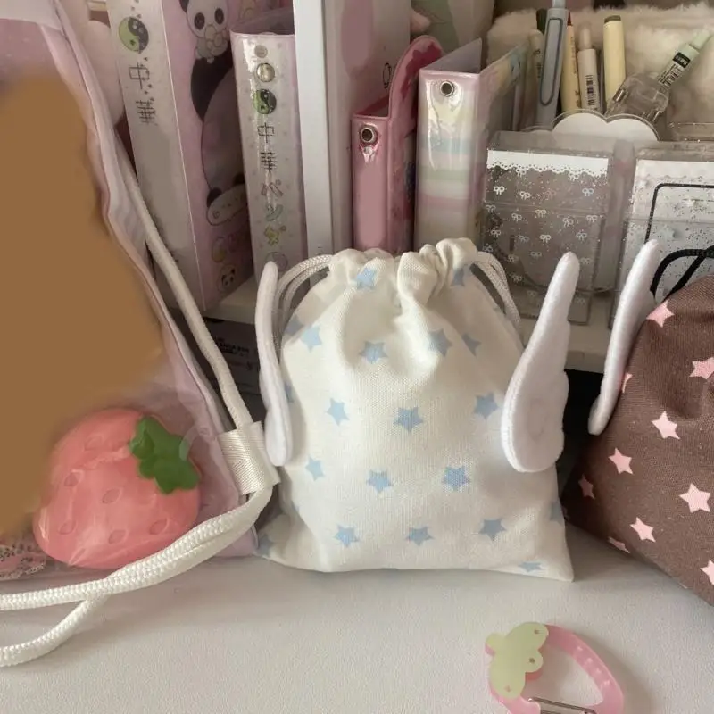 

Q0KA Portable Storage Bag Cosmetic Bag Star Pattern Makeup Bag Drawstring Bag