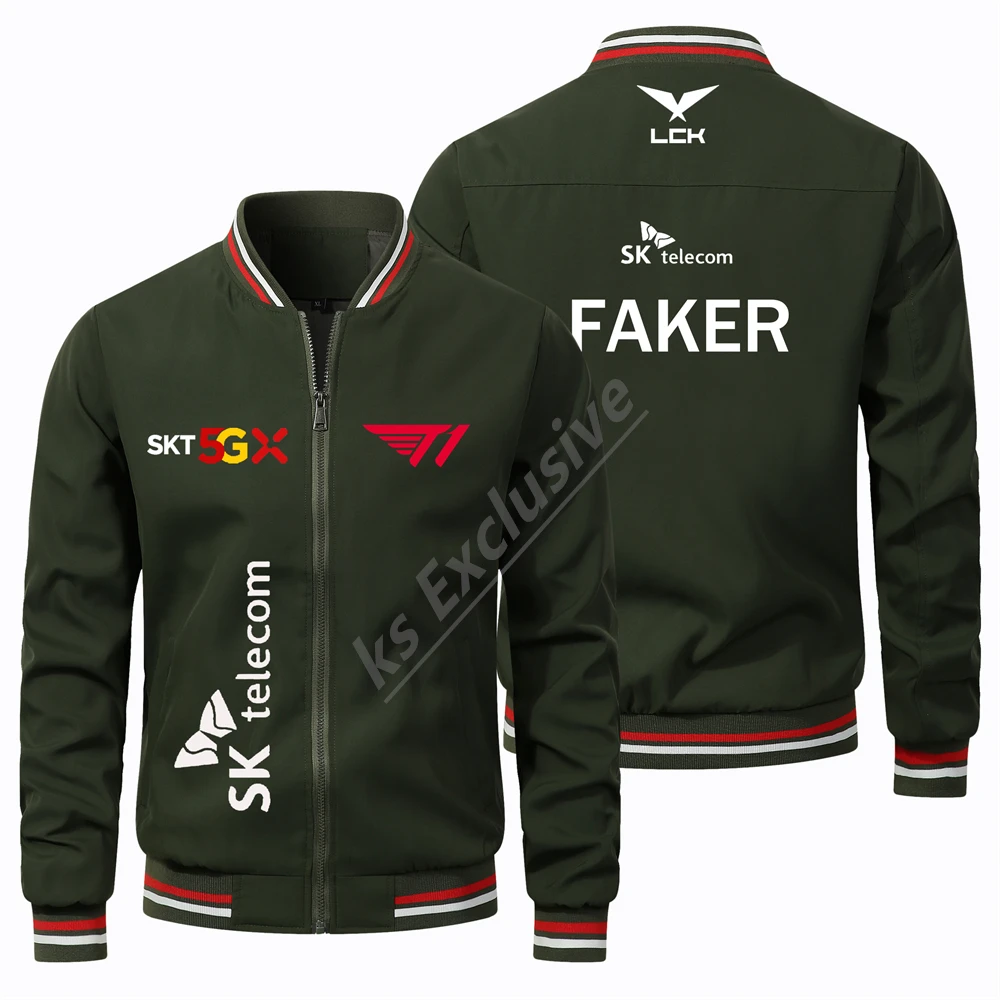 New SKT T1 Esports Team Men\'s Jacket LOL Global Finals Support Team Set FAKER Fan Suit Casual Fashion Men\'s Bomber Jacket