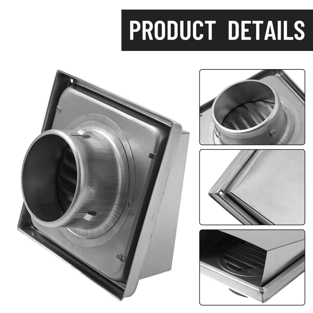 Part Air Vent Cover Air Vent Extract Bathroom Toilet Valve Grille Ventilation Outlet Ducting Cover For Cooker Hood Silver