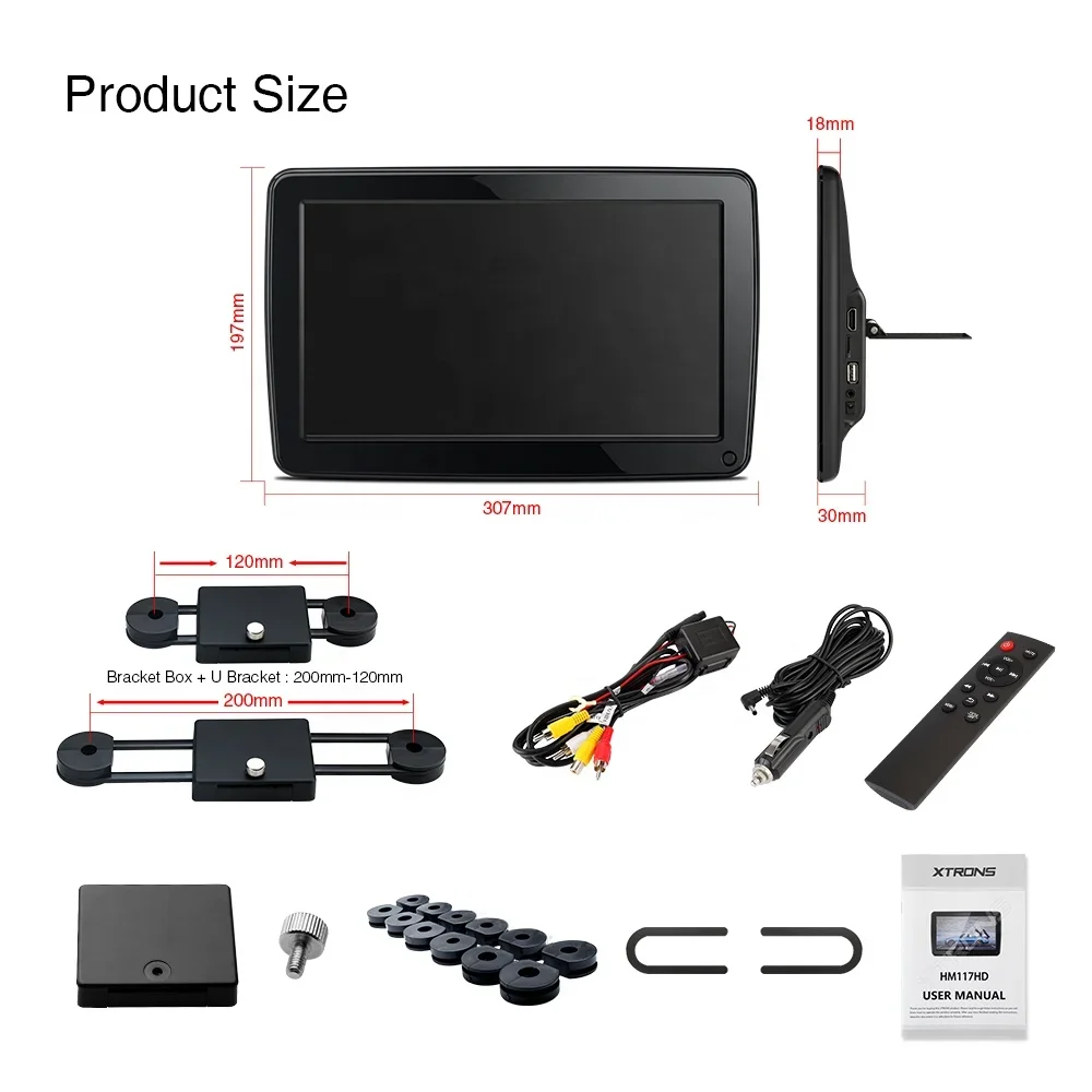 شاشة XTRONS 11.6 بوصة IPS شاشة محمولة لمسند الرأس للسيارة، شاشة الحافلة، مقعد خلفي للسيارة، شاشة سيارة للمقعد الخلفي