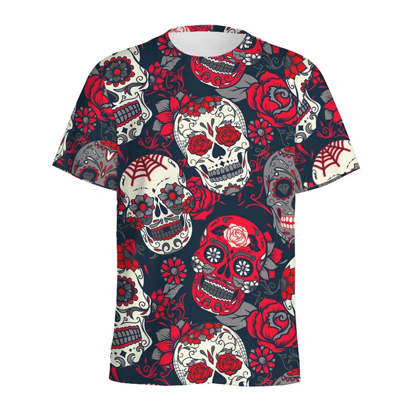 

Mexican Sugar Skull Pattern Men's T-Shirtu Casual Short Sleeve Speeds Summer 3D Printed Rose Graphics Tees T Shirt Trend 2025